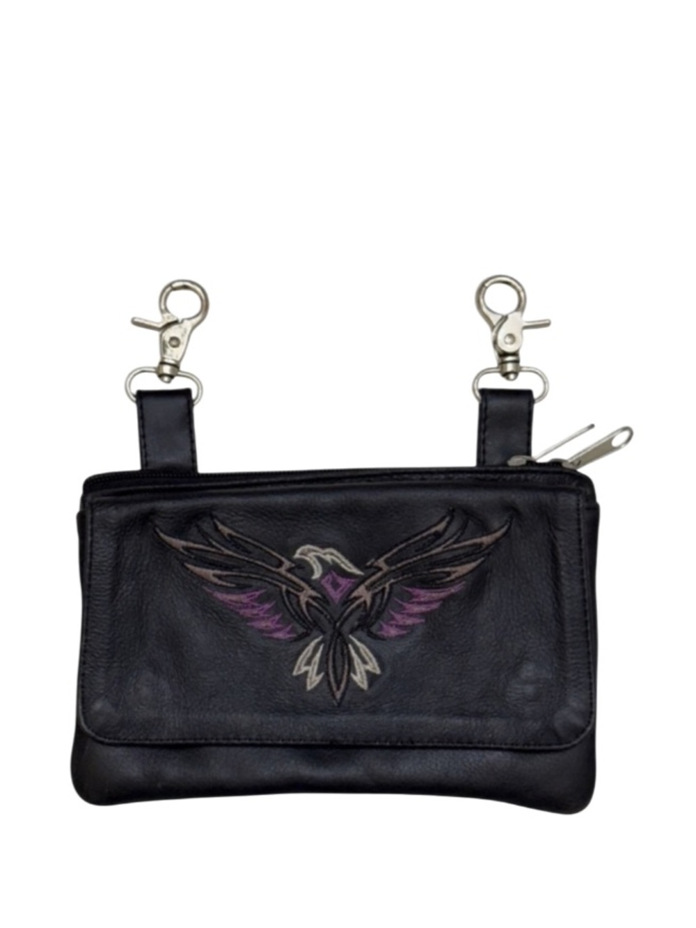 UNIK - BLACK PURPLE LEATHER MOTORCYCLE RIDING PURSE